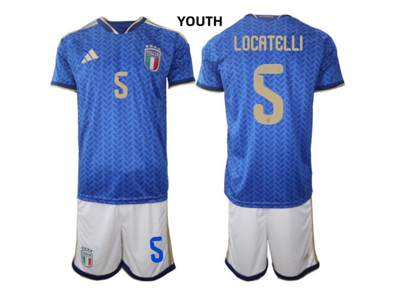 Youth LOCATELLI Italy 2026 World Cup Home Fan Jersey - Blue