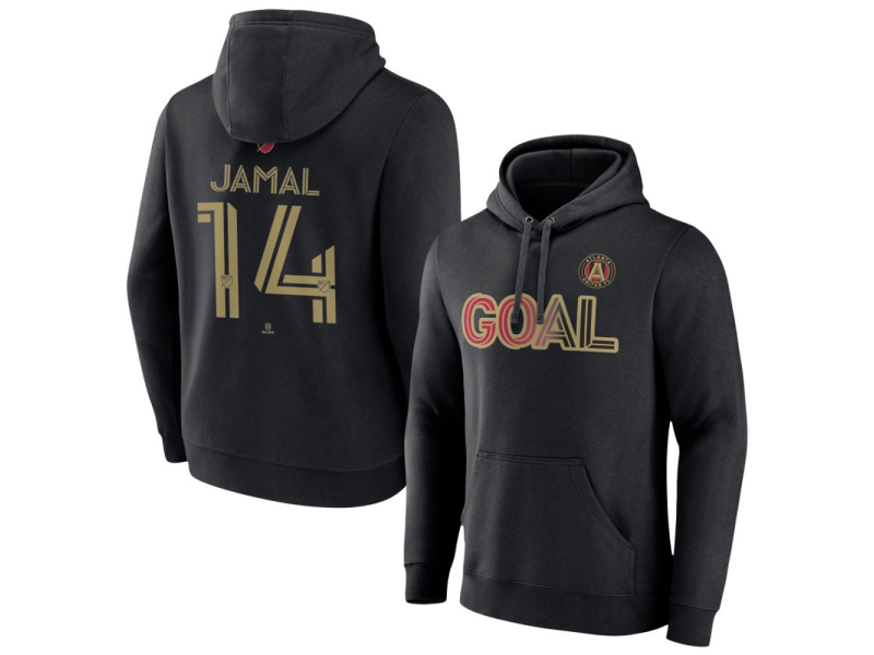 Men's Atlanta United FC Goal #14 Jamal Thiare Pullover Hoodie - Black
