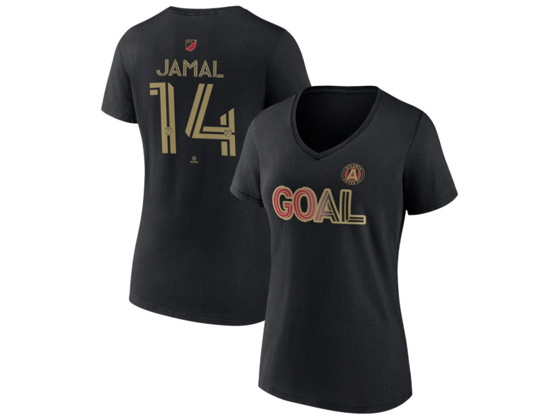 Women's Atlanta United FC Goal #14 Jamal Thiare V-Neck T-Shirt - Black