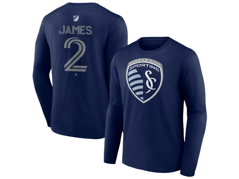 Youth Sporting Kansas City #2 Ian James Team Authentic Long Sleeve T-Shirt - Navy