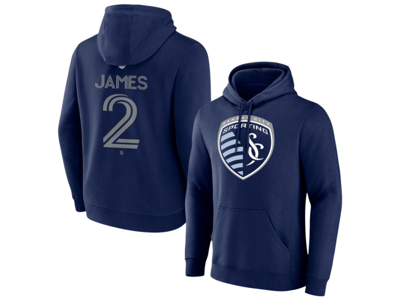Men's Sporting Kansas City #2 Ian James Team Authentic Pullover Hoodie - Navy