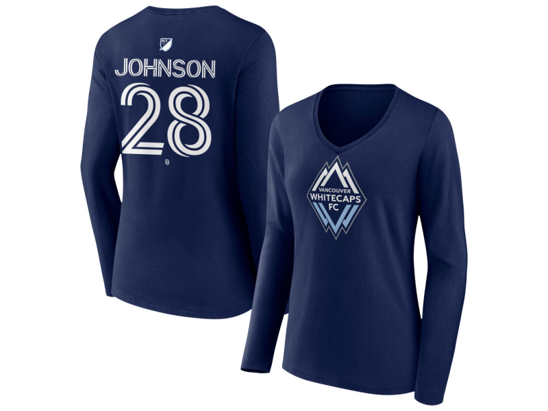 Women's Vancouver Whitecaps FC #28 Tate Johnson Team Authentic Long Sleeve V-Neck T-Shirt - Navy