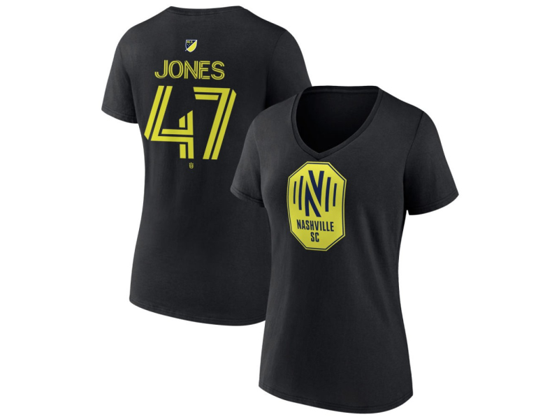 Women's Nashville SC #47 Isaiah Jones Team Authentic V-Neck T-Shirt - Black