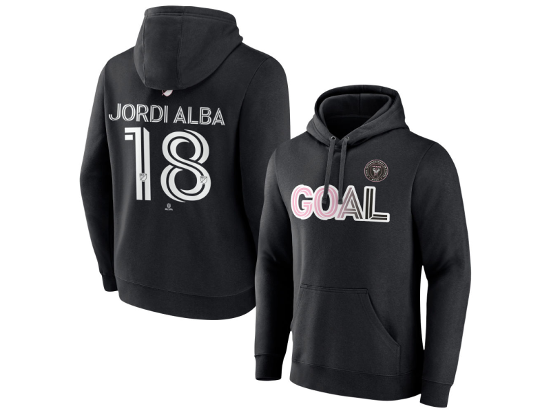 Men's Inter Miami CF Goal #18 Alba Jordi Pullover Hoodie - Black