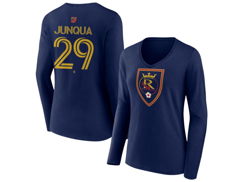 Women's Real Salt Lake #29 Sam Junqua Team Authentic Long Sleeve V-Neck T-Shirt - Navy