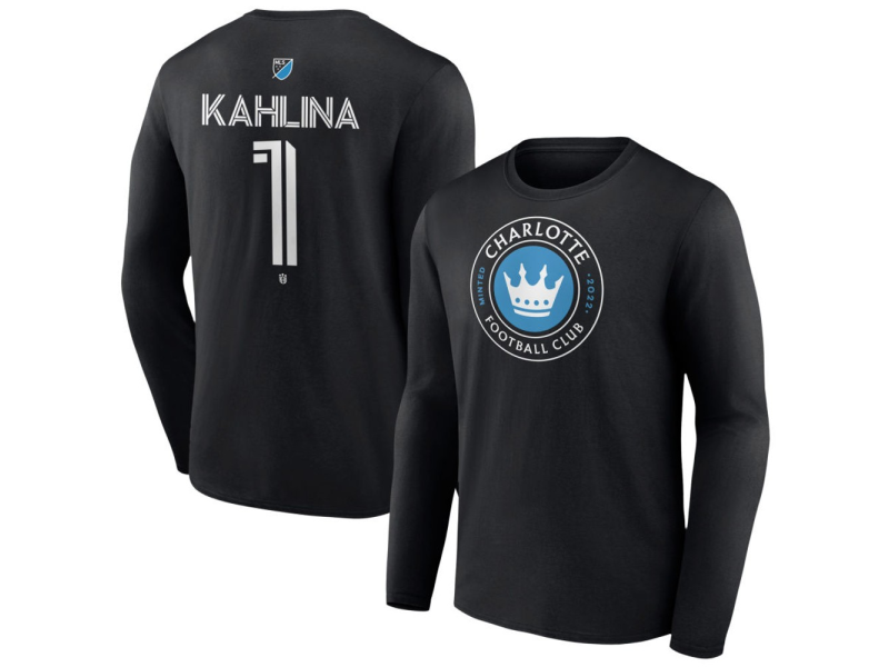 Men's Charlotte FC #1 Kristijan Kahlina Team Authentic Long Sleeve T-Shirt - Black