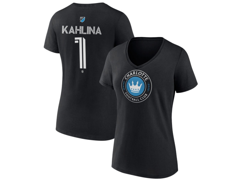 Women's Charlotte FC #1 Kristijan Kahlina Team Authentic V-Neck T-Shirt - Black