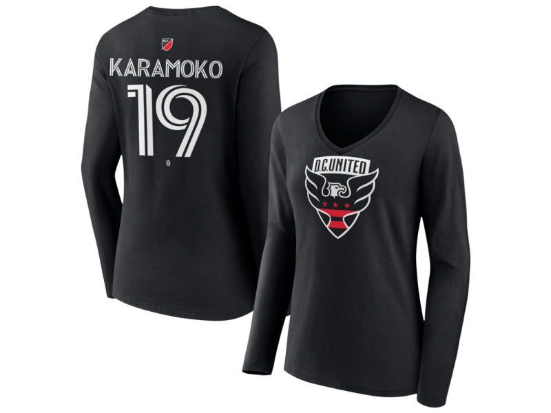 Women's D.C. United #19 Hakim Karamoko Team Authentic Long Sleeve V-Neck T-Shirt - Black