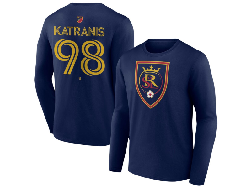 Men's Real Salt Lake #98 Alexandros Katranis Team Authentic Long Sleeve T-Shirt - Navy