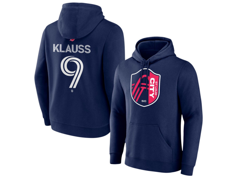 Men's St. Louis City SC #9 Joao Klauss Team Authentic Pullover Hoodie - Navy