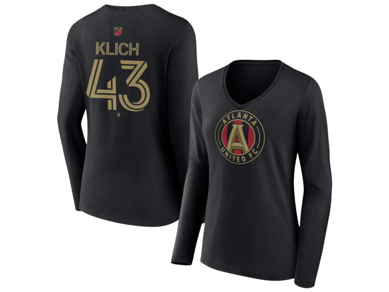 Women's Atlanta United FC #43 Mateusz Klich Team Authentic Long Sleeve V-Neck T-Shirt - Black