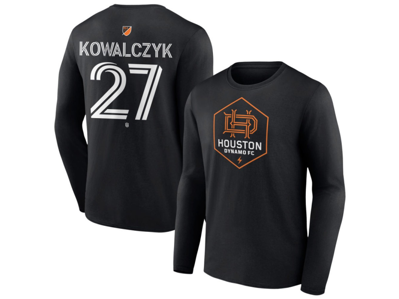 Men's Houston Dynamo FC Authentic Stack #27 Sebastian Kowalczyk Long Sleeve T-Shirt - Black