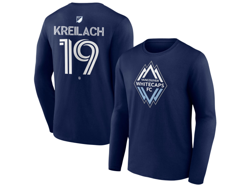 Youth Vancouver Whitecaps FC #19 Damir Kreilach Team Authentic Long Sleeve T-Shirt - Navy
