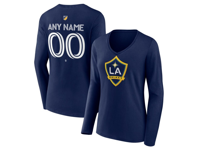 Women's LA Galaxy Custom Team Authentic Long Sleeve V-Neck T-Shirt - Navy