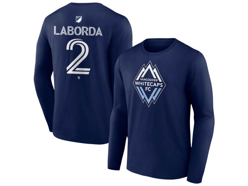 Men's Vancouver Whitecaps FC #2 Mathias Laborda Team Authentic Long Sleeve T-Shirt - Navy