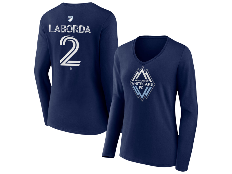 Women's Vancouver Whitecaps FC #2 Mathias Laborda Team Authentic Long Sleeve V-Neck T-Shirt - Navy