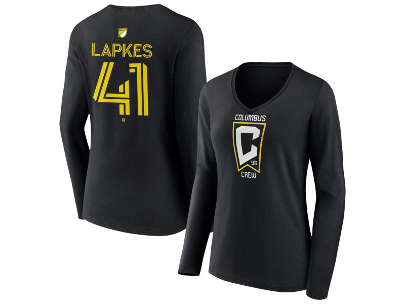 Women's Columbus Crew #41 Stanislav Lapkes Team Authentic Long Sleeve V-Neck T-Shirt - Black