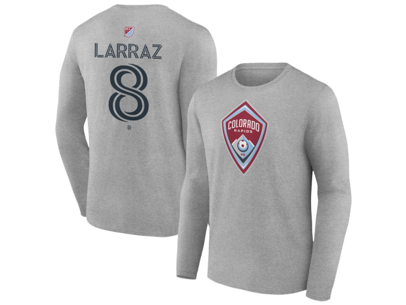 Youth Colorado Rapids #8 Oliver Larraz Team Authentic Long Sleeve T-Shirt - Gray