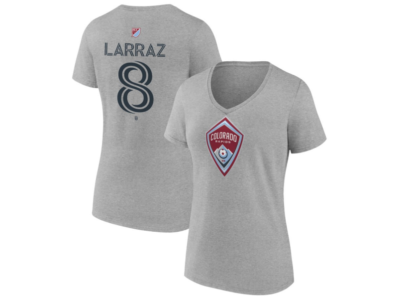 Women's Colorado Rapids #8 Oliver Larraz Team Authentic V-Neck T-Shirt - Gray