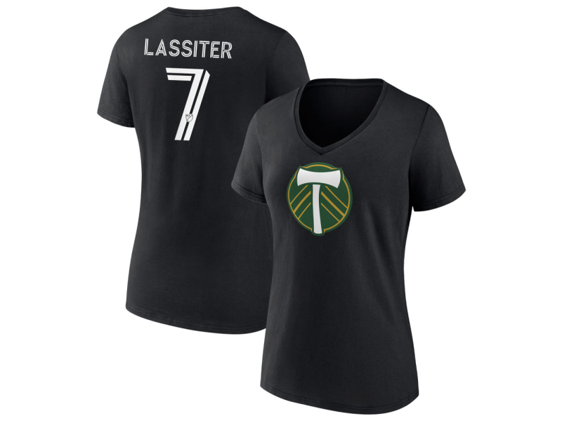 Women's Portland Timbers #7 Ariel Lassiter V-Neck T-Shirt - Black
