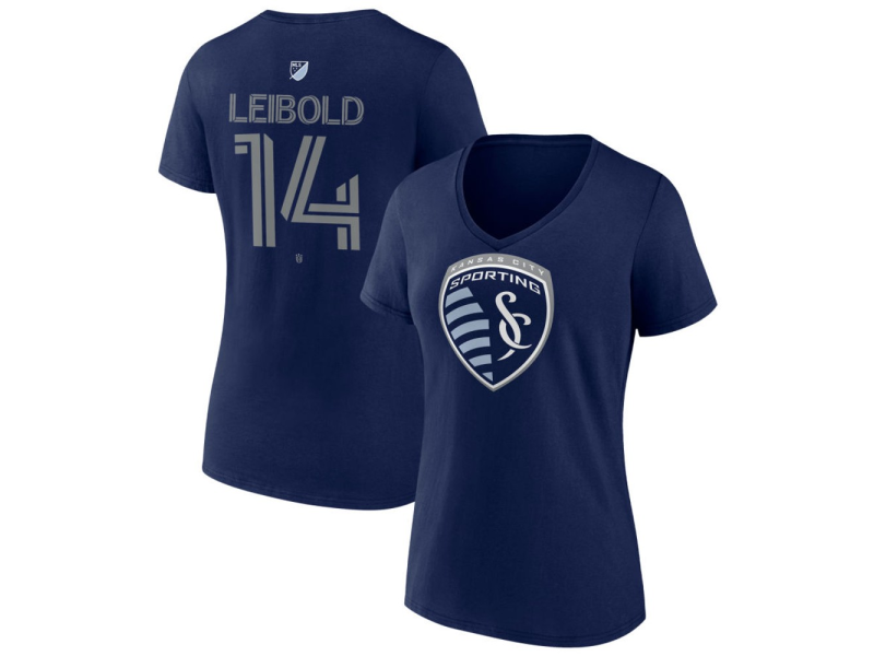 Women's Sporting Kansas City #14 Tim Leibold Team Authentic V-Neck T-Shirt - Navy