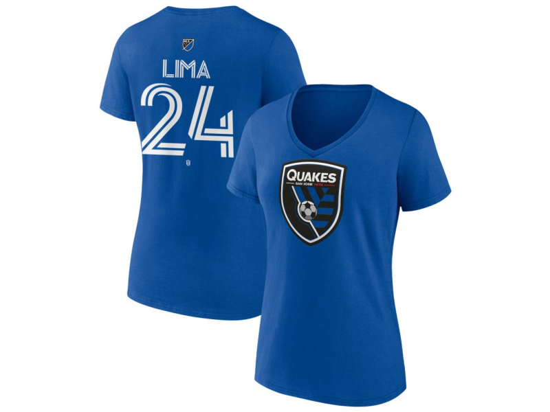Women's San Jose Earthquakes #24 Nick Lima Team Authentic V-Neck T-Shirt - Royal