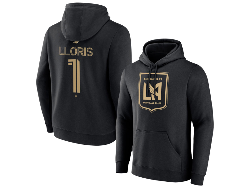 Men's LAFC #1 Hugo Lloris Team Authentic Pullover Hoodie - Black