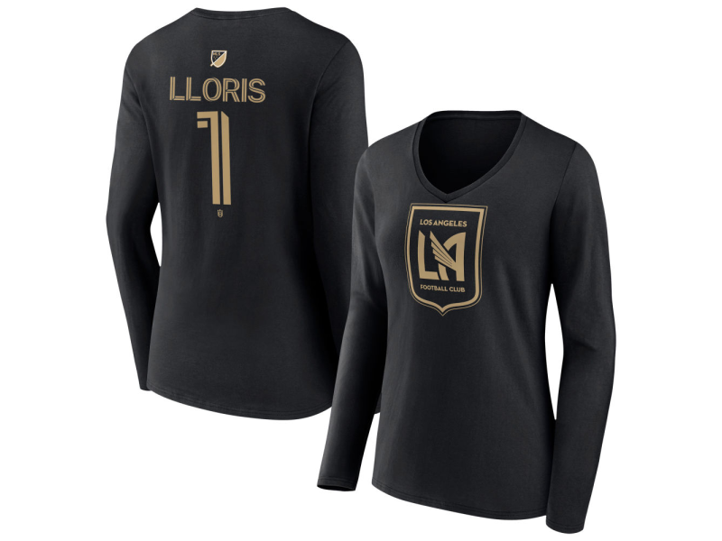 Women's LAFC #1 Hugo Lloris Team Authentic Long Sleeve V-Neck T-Shirt - Black