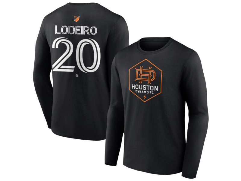 Men's Houston Dynamo FC Authentic Stack #20 Nico Lodeiro Long Sleeve T-Shirt - Black