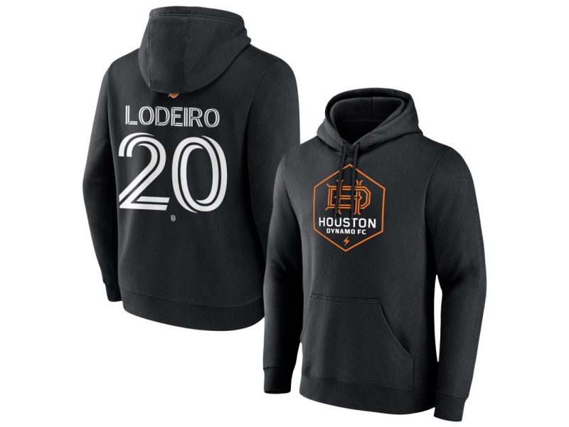 Youth Houston Dynamo FC Authentic Stack #20 Nico Lodeiro Pullover Hoodie - Black