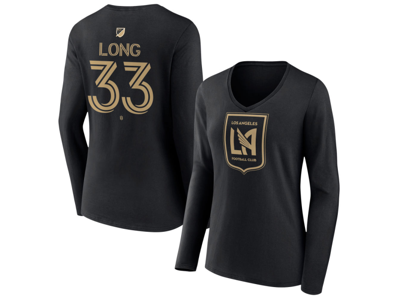 Women's LAFC #33 Aaron Long Team Authentic Long Sleeve V-Neck T-Shirt - Black