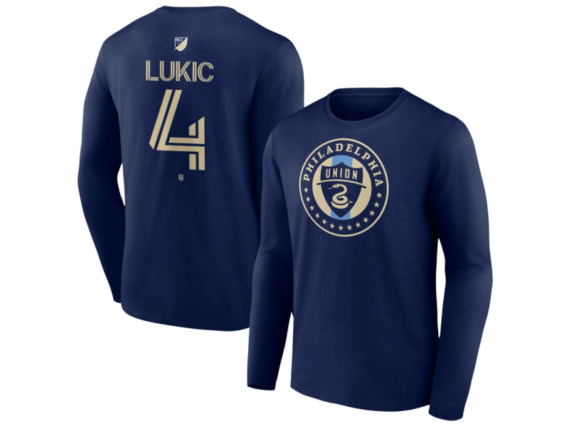 Men's Philadelphia Union #4 Jovan Lukic Team Authentic Long Sleeve T-Shirt - Navy