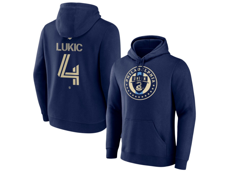 Men's Philadelphia Union #4 Jovan Lukic Team Authentic Pullover Hoodie - Navy