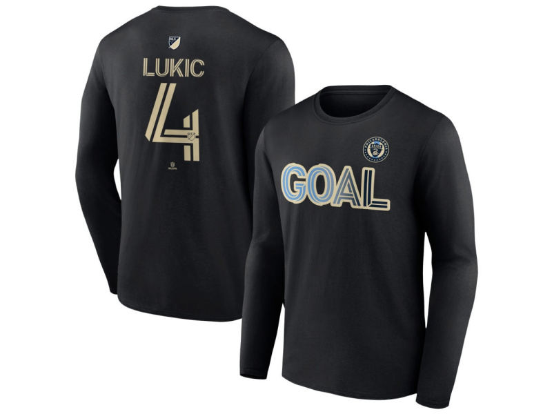 Men's Philadelphia Union Goal #4 Jovan Lukic Long Sleeve T-Shirt - Black