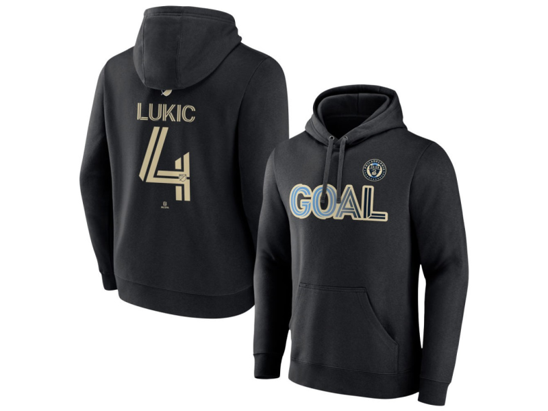Men's Philadelphia Union Goal #4 Jovan Lukic Pullover Hoodie - Black