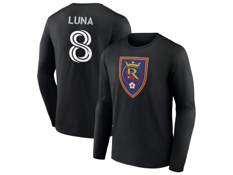 Men's Real Salt Lake #8 Diego Luna Long Sleeve T-Shirt - Black