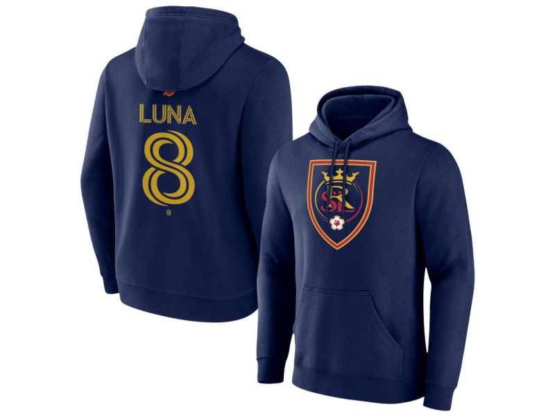 Youth Real Salt Lake #8 Diego Luna Team Authentic Pullover Hoodie - Navy