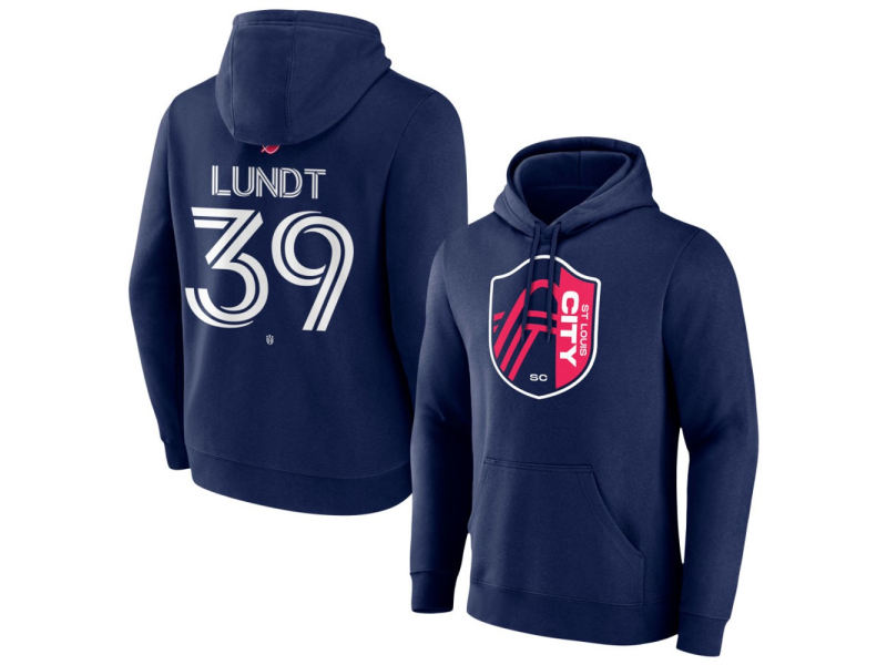 Men's St. Louis City SC #39 Ben Lundt Team Authentic Pullover Hoodie - Navy