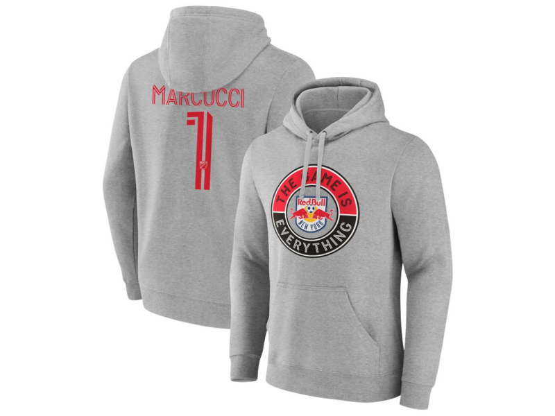 Men's New York Red Bulls The Game Is Everything #1 Anthony Marcucci Pullover Hoodie - Gray