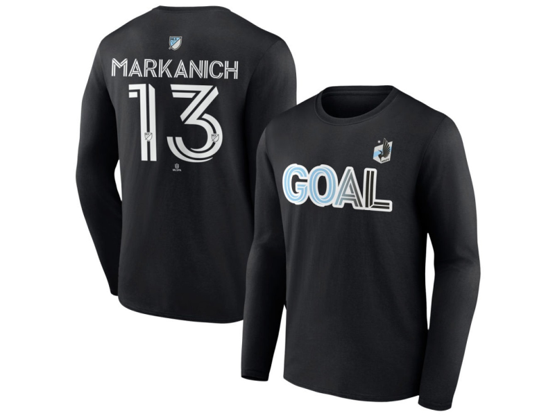 Men's Minnesota United FC Goal #13 Anthony Markanich Long Sleeve T-Shirt - Black