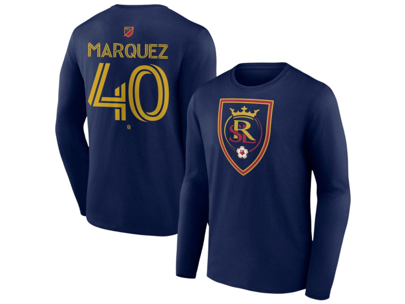Men's Real Salt Lake #40 Omar Marquez Team Authentic Long Sleeve T-Shirt - Navy