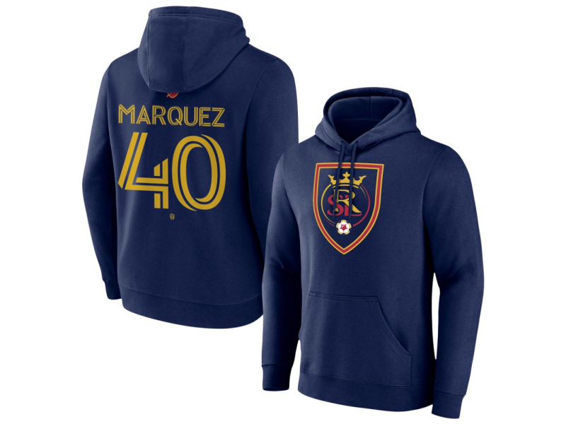 Men's Real Salt Lake #40 Omar Marquez Team Authentic Pullover Hoodie - Navy