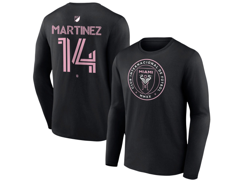 Youth Inter Miami CF Authentic Stack #14 David Martinez Long Sleeve T-Shirt - Black