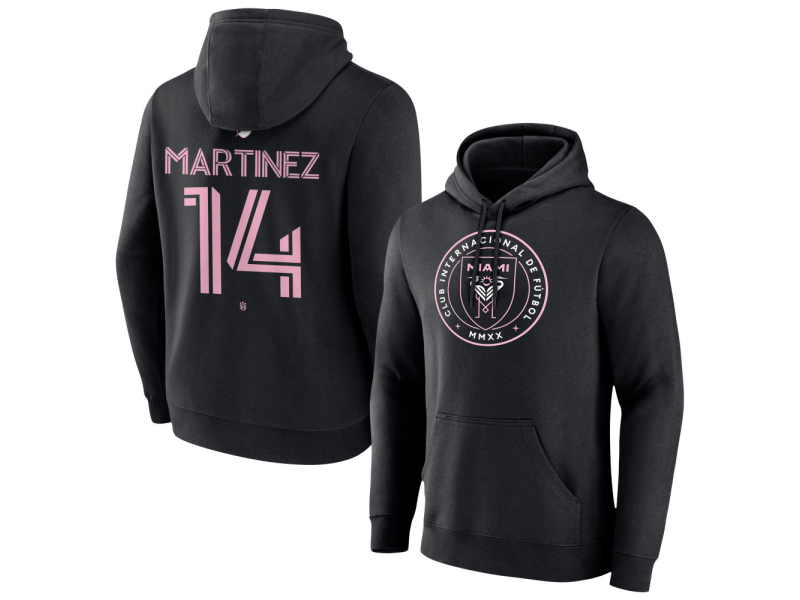 Men's Inter Miami CF Authentic Stack #14 David Martinez Pullover Hoodie - Black