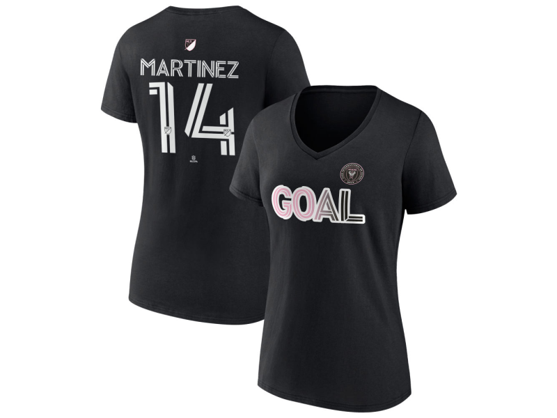 Women's Inter Miami CF Goal #14 David Martinez V-Neck T-Shirt - Black