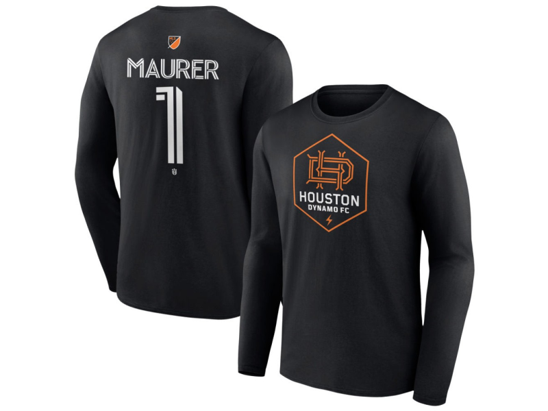 Men's Houston Dynamo FC Authentic Stack #1 Jimmy Maurer Long Sleeve T-Shirt - Black