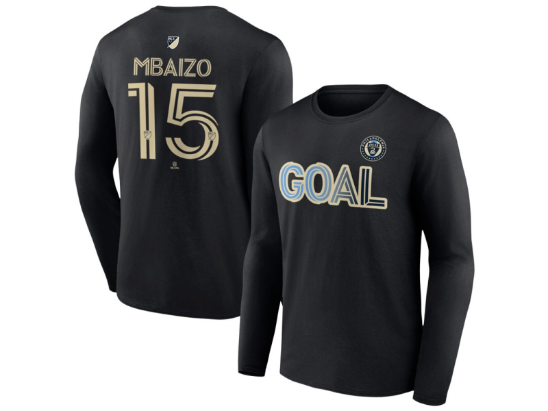 Men's Philadelphia Union Goal #15 Oliver Mbaizo Long Sleeve T-Shirt - Black