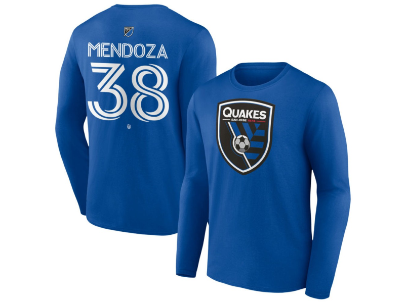 Men's San Jose Earthquakes #38 Edwyn Mendoza Team Authentic Long Sleeve T-Shirt - Royal
