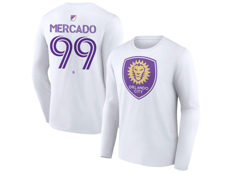 Men's Orlando City SC Authentic Stack #99 Carlos Mercado Long Sleeve T-Shirt - White