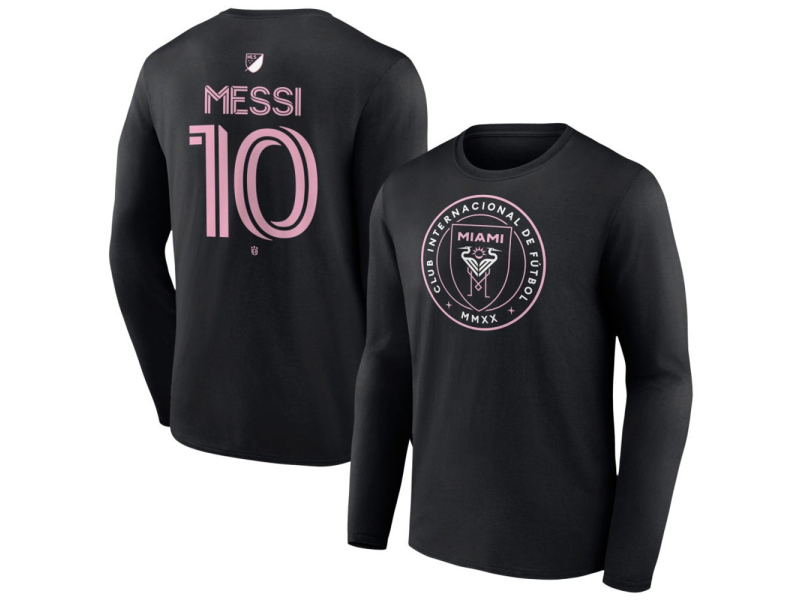 Men's Inter Miami CF Authentic Stack #10 Lionel Messi Long Sleeve T-Shirt - Black
